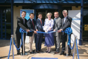 L-r: George Vlachos, technical support engineer Andrew Ku, director, European AC operation; Don Shin, VP, sales and marketing (home appliances and AC, Europe); Mandy Pilgrim, HRP Group managing director; Dave McSherry, ?head of AC division (UK and  Ireland), Simon Rowe, European director.