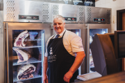Stephen Hill of Perrys with the Williams Meat Ageing Refrigerators.